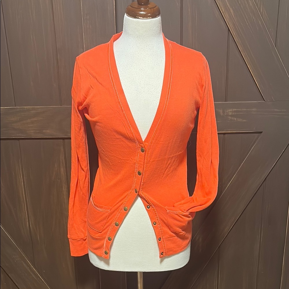Tory Burch Orange Cardigan Sweater Vivid Knit